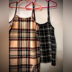 Plaid Kids Dress Set - Black and Tan